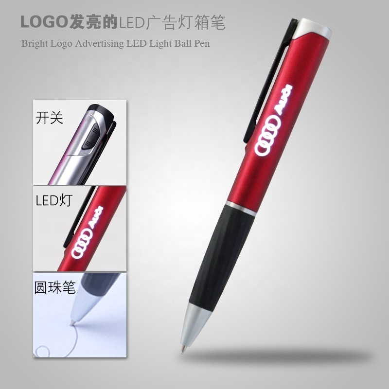 customized Led Laser Light up Ball ballpoint Pen with custom light logo engraved