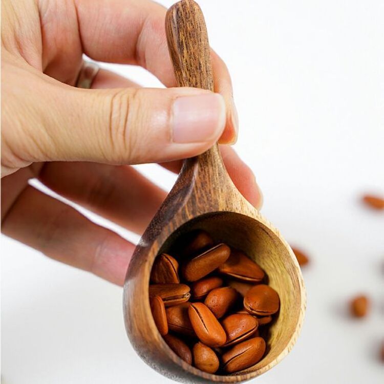 Custom Logo Eco-Friendly Small round Bamboo Tea Spoon Wooden Measuring Coffee Cupping Scoop Stocked Kitchen Tool for Giveaways