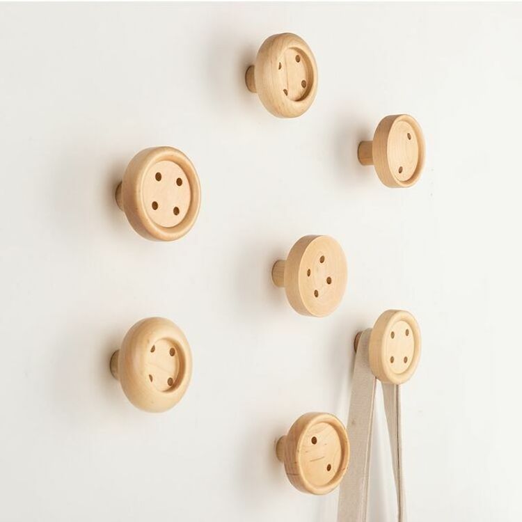 Stylish Decor for Wall Hanging and Organization Premium Maple Wood Wall Hooks