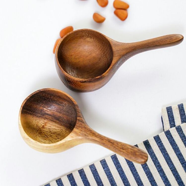 Custom Logo Eco-Friendly Small round Bamboo Tea Spoon Wooden Measuring Coffee Cupping Scoop Stocked Kitchen Tool for Giveaways