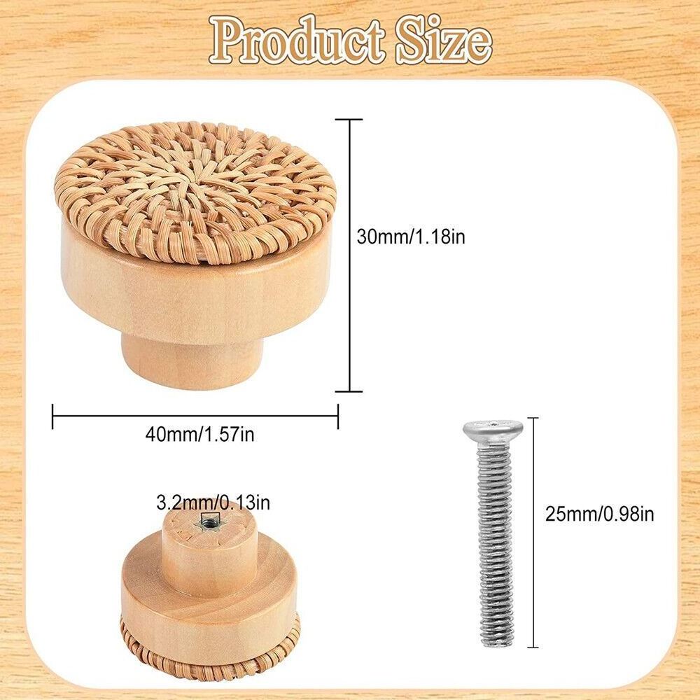 2024 Factory Wholesales Wood Furniture Rattan Cabinet Drawer Wardrobe Dresser Pull Handles Knobs