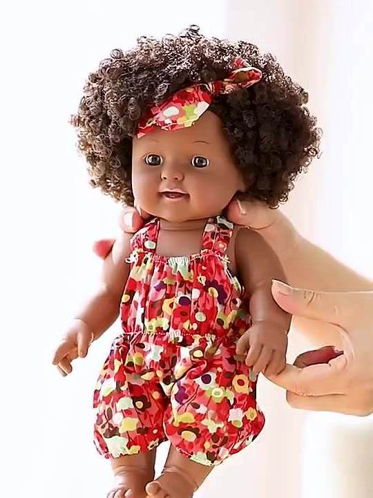 12 INCH  Reborn African Black Doll Baby Early Educational Toys Bed/Sofa Accompany Supplies Vinyl Made Baby