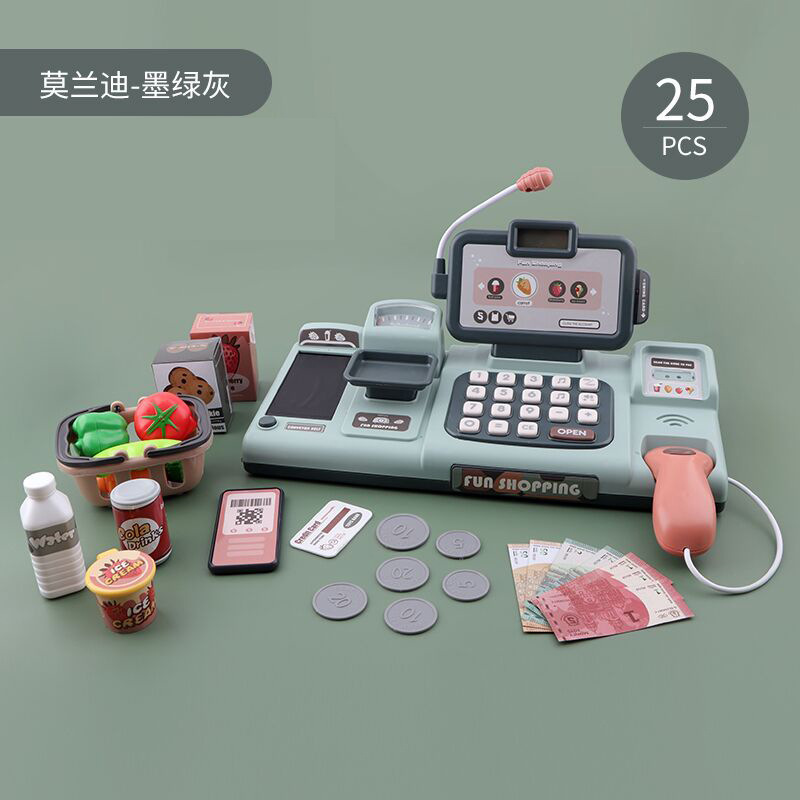 Simulated supermarket cash register set toy Counter Cash Register Pretend Play DIY Cash Register Educational Toys