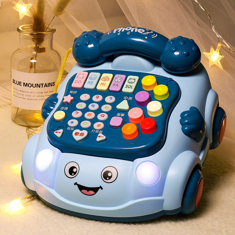 Baby Montessori Electric Telephone Toys for Children Cute Cat Car Education Telephone Sound Light Car Baby Toys