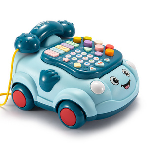 Baby Montessori Electric Telephone Toys for Children Cute Cat Car Education Telephone Sound Light Car Baby Toys