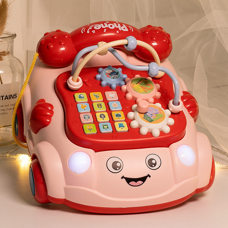 Baby Montessori Electric Telephone Toys for Children Cute Cat Car Education Telephone Sound Light Car Baby Toys