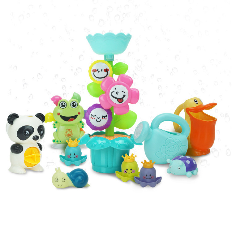 Multifunction interesting water octopus cup combination floating rubber animal bath toy set Funny baby bathing toy