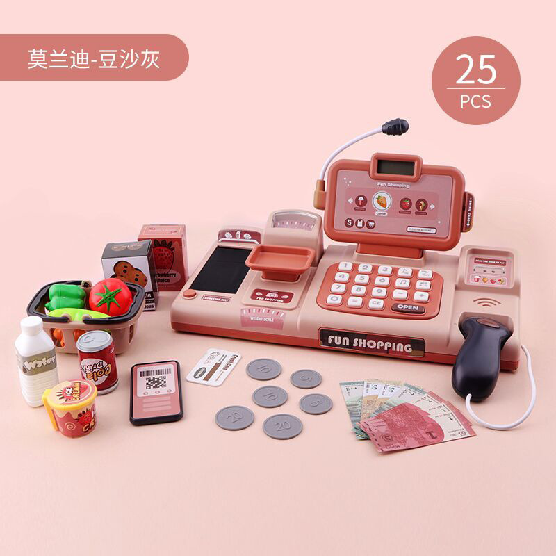 Simulated supermarket cash register set toy Counter Cash Register Pretend Play DIY Cash Register Educational Toys