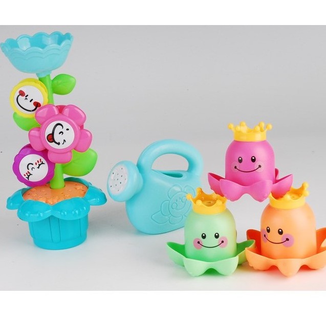 Multifunction interesting water octopus cup combination floating rubber animal bath toy set Funny baby bathing toy