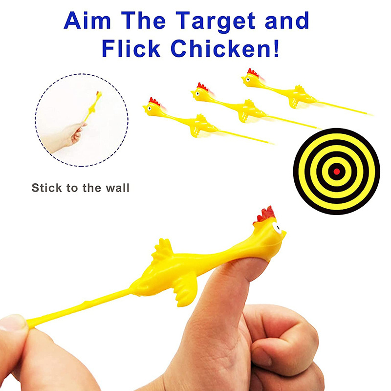 Flying chicken flingers stretchy funny slingshot chicken rubber flick chicken dinosaur