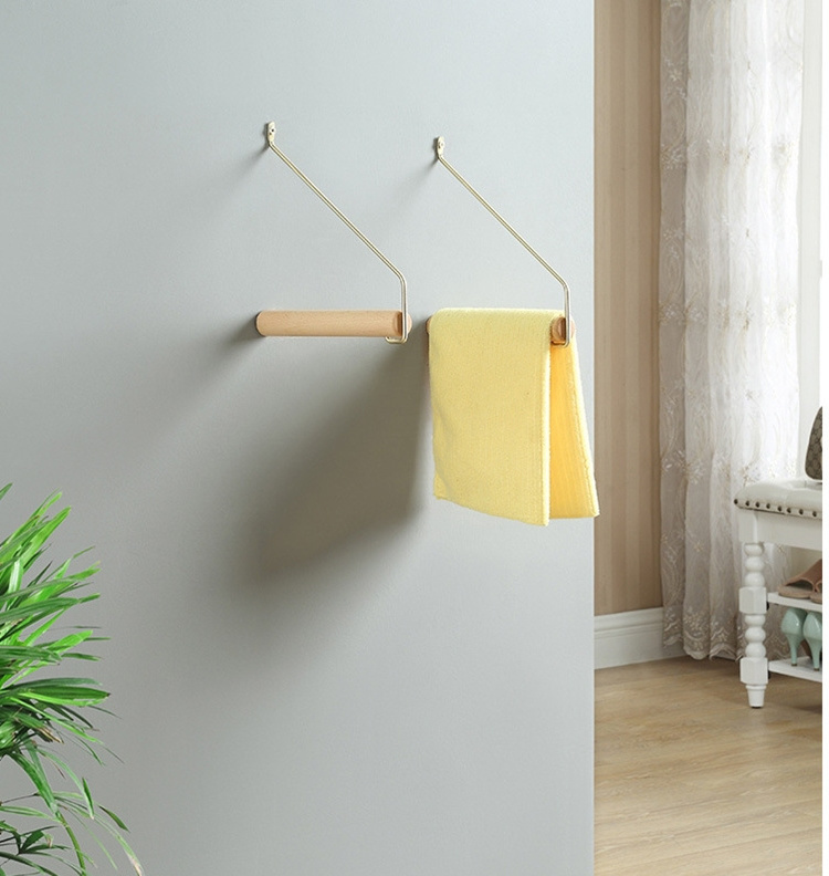 High Cost-Effective Wooden Decorative Brass Wall Mounted Coat Hooks for Bedroom