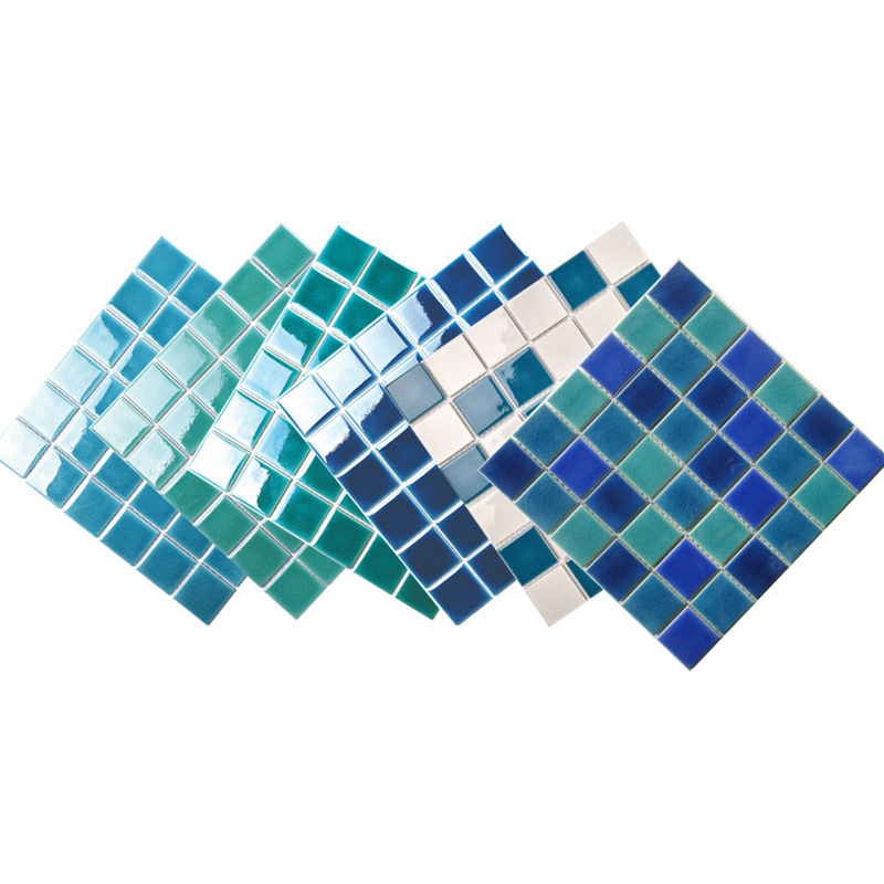 Ceramic Mosaic Moroccan glazed ice crack outdoor hotel pool Fish Pool Landscape  Pool tiles