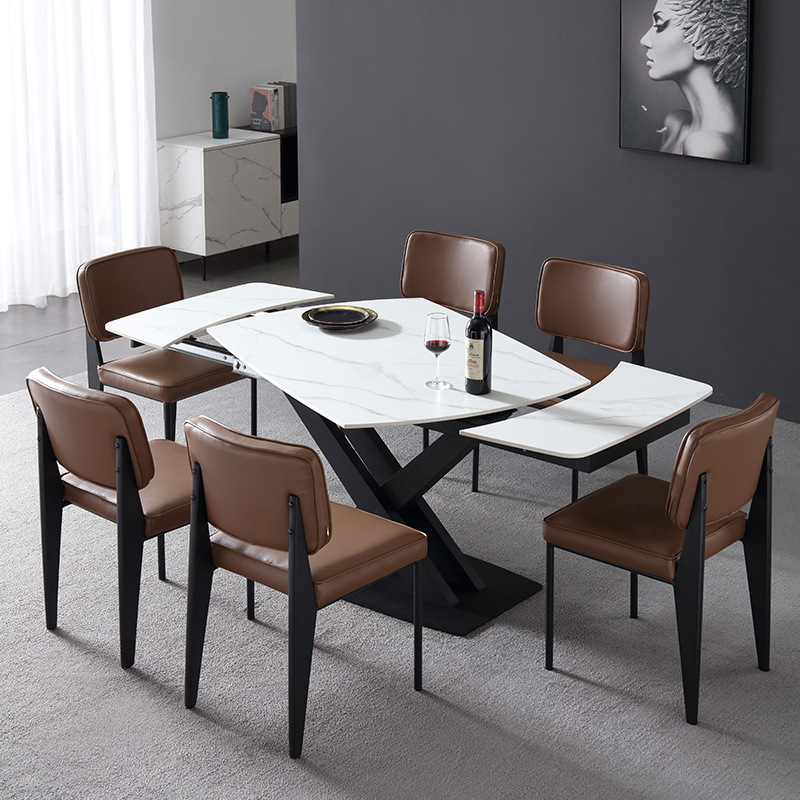 Dining Room Furniture Series Modern Design Rotating Telescopic Rectangular Slab Table Multi-functional Dining Table 