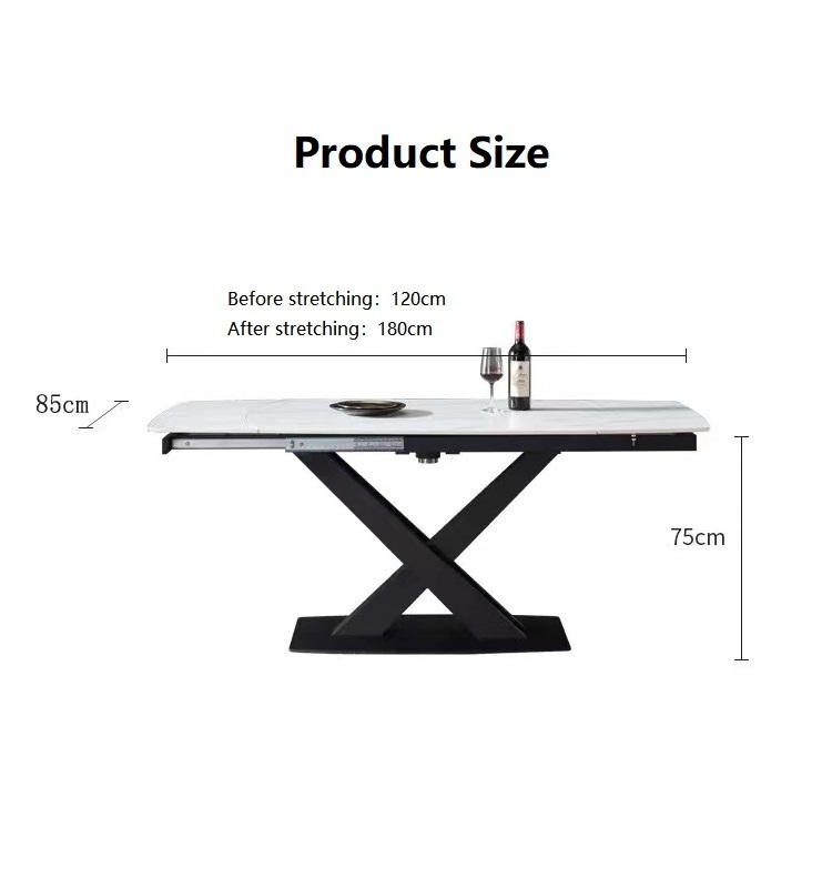 Dining Room Furniture Series Modern Design Rotating Telescopic Rectangular Slab Table Multi-functional Dining Table 