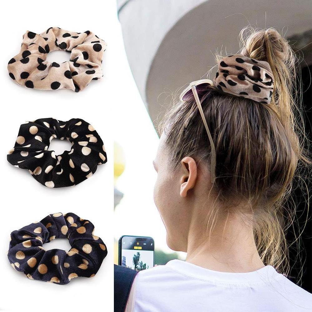 Velvet Animal Print Leopard Grain Elastic Hair Band Hair Scrunchies Hair Ties for Women and Girls