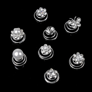 Twist Coil Crystal Rhinestone Pearl Hair Clip Accessories Swirl Jewelry Metal Spiraled Hair Pin For Party Prom Wedding