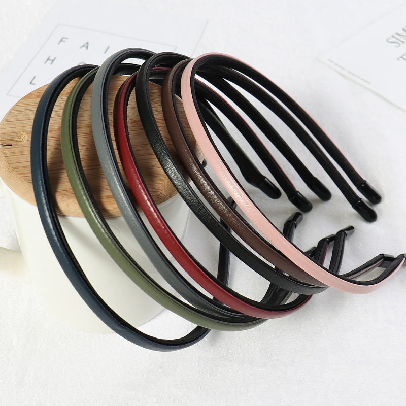 Leather Covered Metal Headbands For Women Slim Plain Hairbands Hair Hoops for DIY Hair Bows Accessories