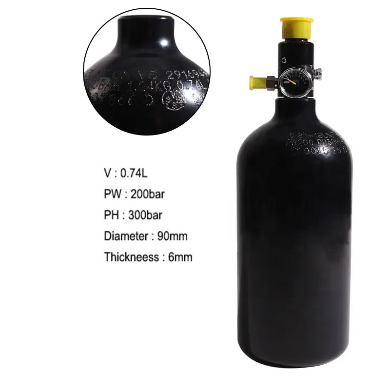 VS High Pressure Soda Cylinder Tank 200bar Aluminum 0.74l 5/8-18unf Small Gas Cylinder With Regulator