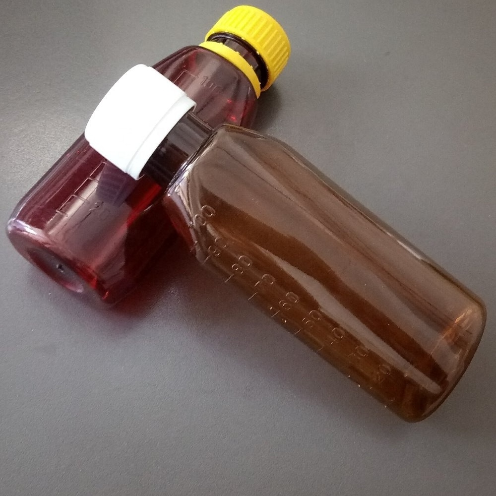 60ml 100ml 150ml 180ml 200ml oral liquid syrup amber PET plastic bottle with measuring cup