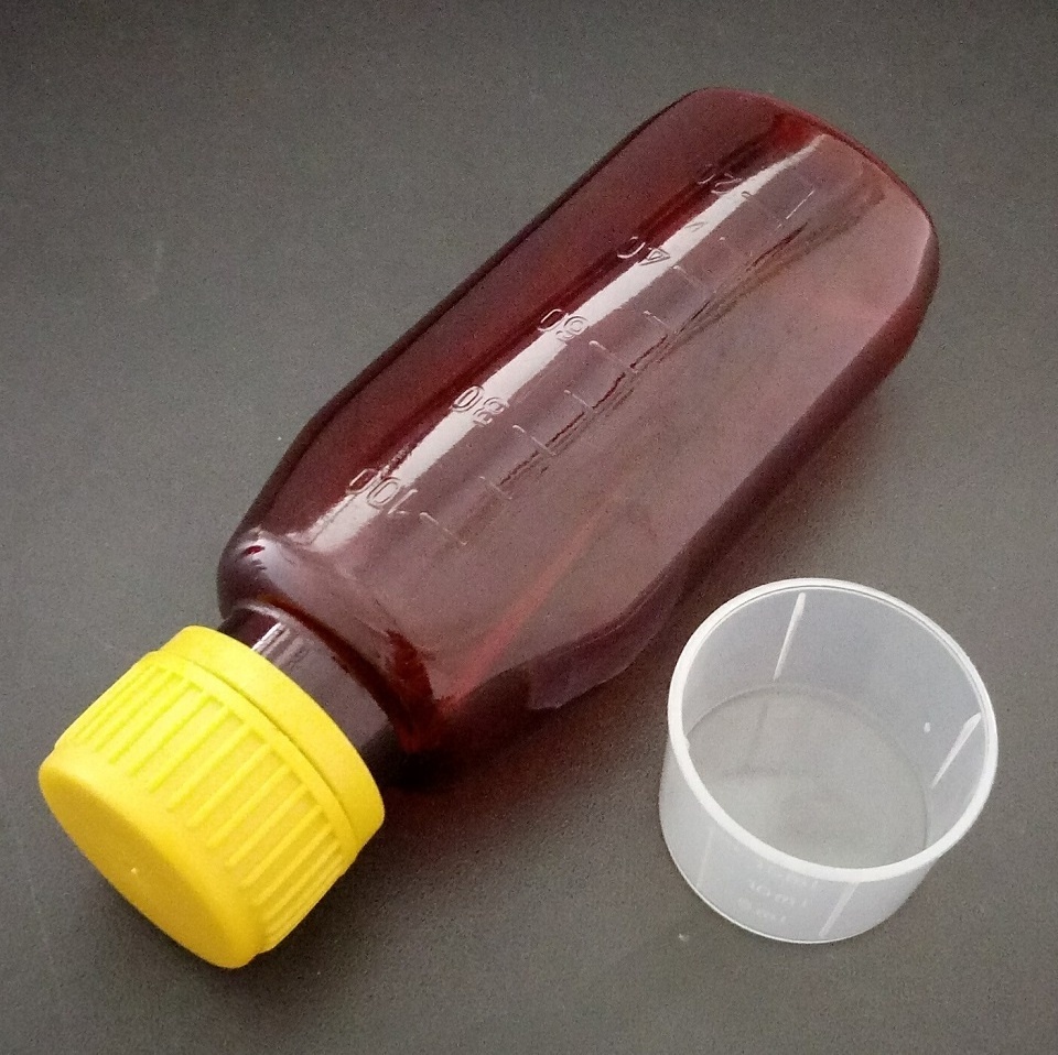 60ml 100ml 150ml 180ml 200ml oral liquid syrup amber PET plastic bottle with measuring cup