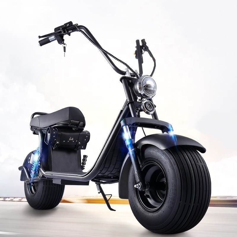 China Classic Popular Fat Tire 2 Wheel Electric Citycoco Scooter  1500w Adult Electric Motorcycle With Big Seat