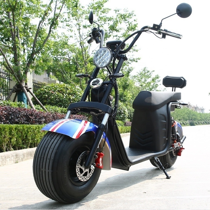 China Classic Popular Fat Tire 2 Wheel Electric Citycoco Scooter  1500w Adult Electric Motorcycle With Big Seat