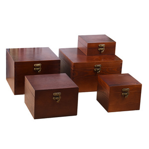 WanuoCraft Vintage Handmade Craft Wooden Keepsake Box Decorative Boxes with Hinged Lid