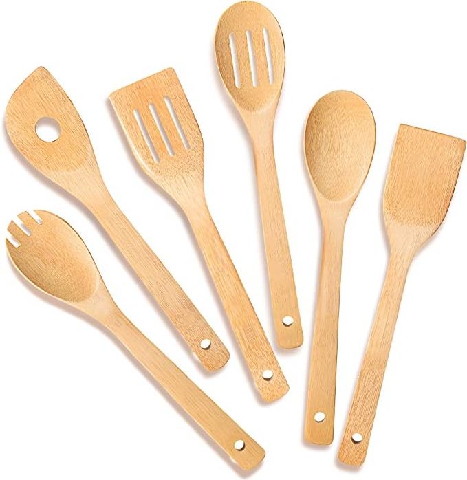 Bamboo Utensil Set Apartment Essentials Wood Spatula Spoon Nonstick Kitchen Utensil Set Premium Quality Set