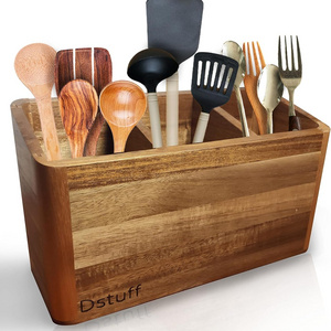 Utensil Holder Tableware Rack Storing Knives Forks Spoons And Napkins Counter Top Wooden Utensil Organizer For Kitchen