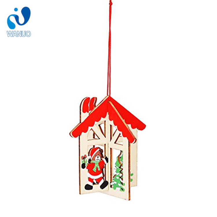 New Year Christmas Ornament Wooden Hanging Pendants Star Xmas Tree Bell Christmas Decorations For Home