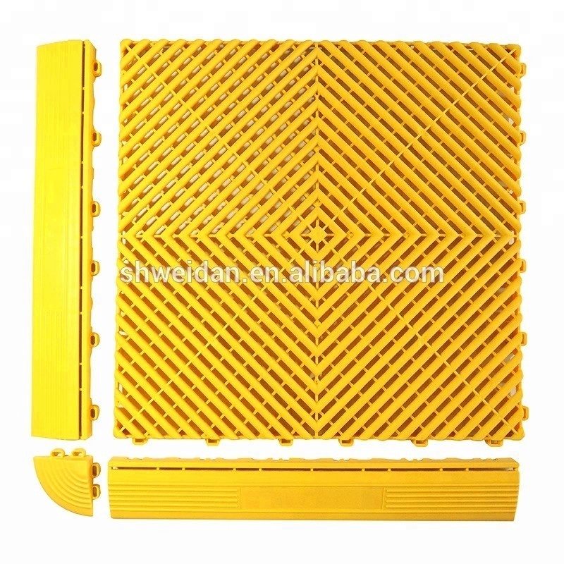 Plastic Flooring Anti Slip Interlocking Drainage Garage Floor Tiles Rubber