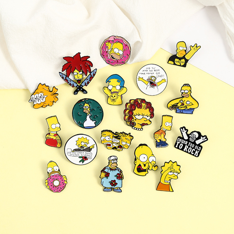 Disney Comedy Anime TV The Simpsons Enamel Brooch Funny Cartoon Jacket Lapel Pins for Women Bags Badge Jewelry Accessories Gifts