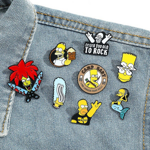 Disney Comedy Anime TV The Simpsons Enamel Brooch Funny Cartoon Jacket Lapel Pins for Women Bags Badge Jewelry Accessories Gifts