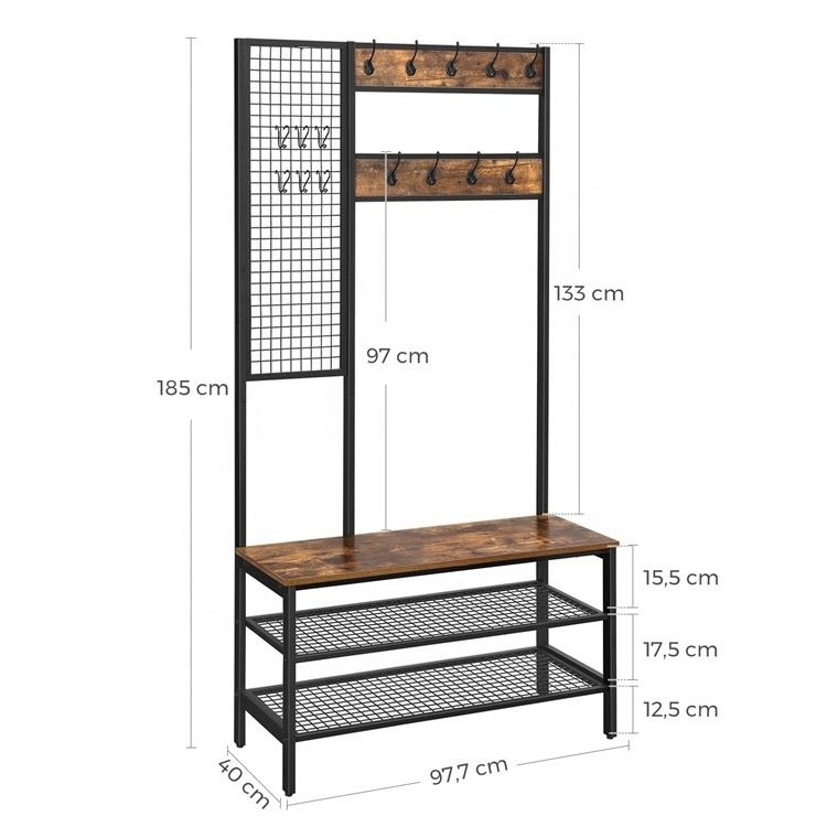 Living Room Hallway Hall Tree Coat Shoe Rack Stand Stable rustic coat rack