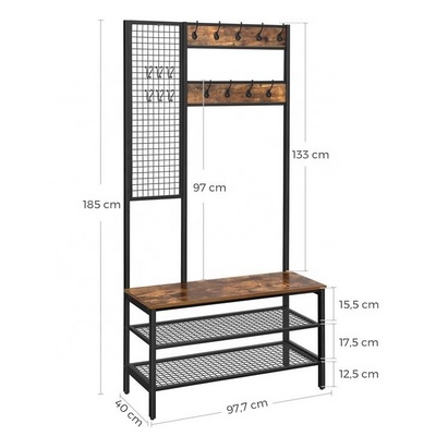 Living Room Hallway Hall Tree Coat Shoe Rack Stand Stable rustic coat rack