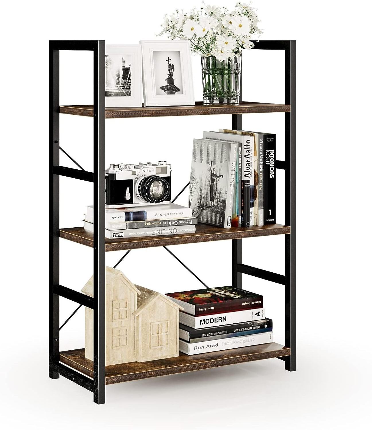 4 Tiers Tall Bookcase Book Shelf Rack Organizer Shelving Unit Free Standing Storage holders racks