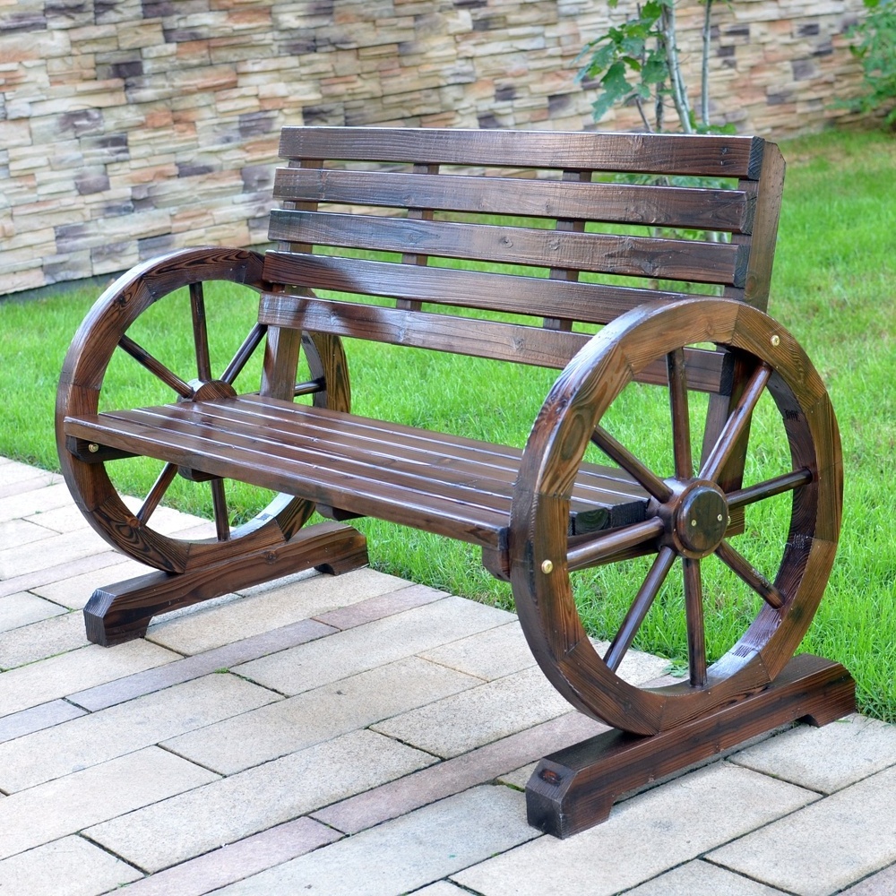 Strong Wooden Garden Benches Antique Brown for Patio, Balcony, Indoor and Outdoor Rest