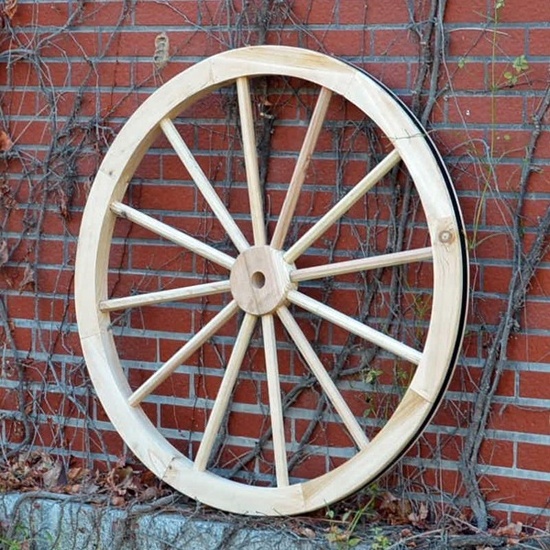 Wooden Wagon Wheels Burnt Brown for Backyard and Patio Decoration