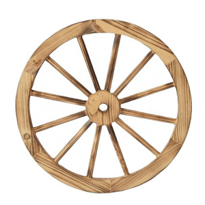 Wooden Wagon Wheels Burnt Brown for Backyard and Patio Decoration