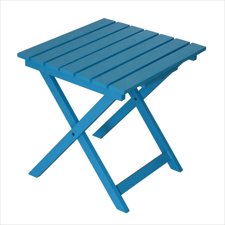 Wooden Adirondack Chairs Blue Finish with Folding Square Corner Tables