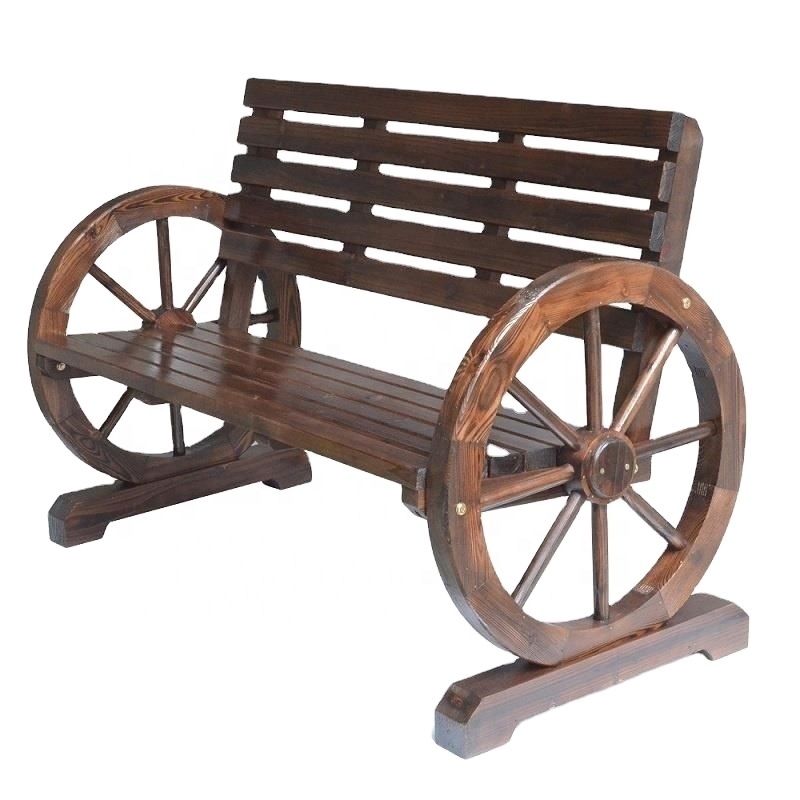 Strong Wooden Garden Benches Antique Brown for Patio, Balcony, Indoor and Outdoor Rest