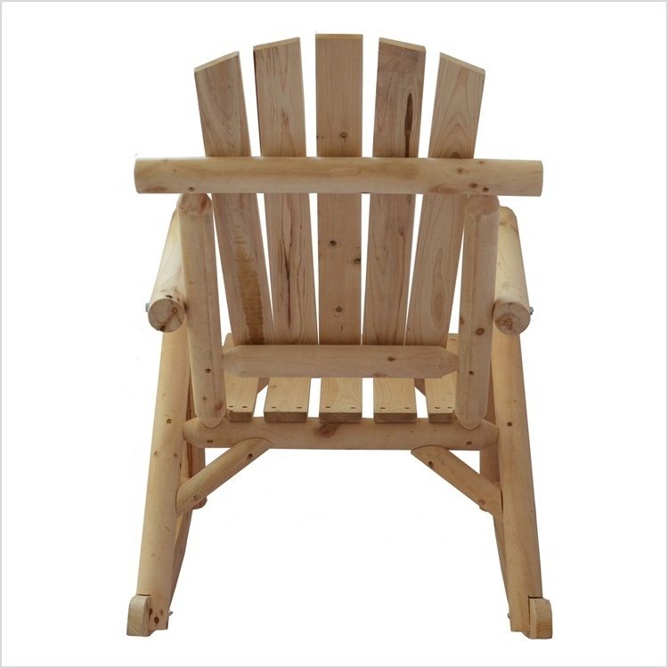 Natural Wooden Rocker Adirondack Lounger Wood Rocking Chairs for Outdoor, Patio