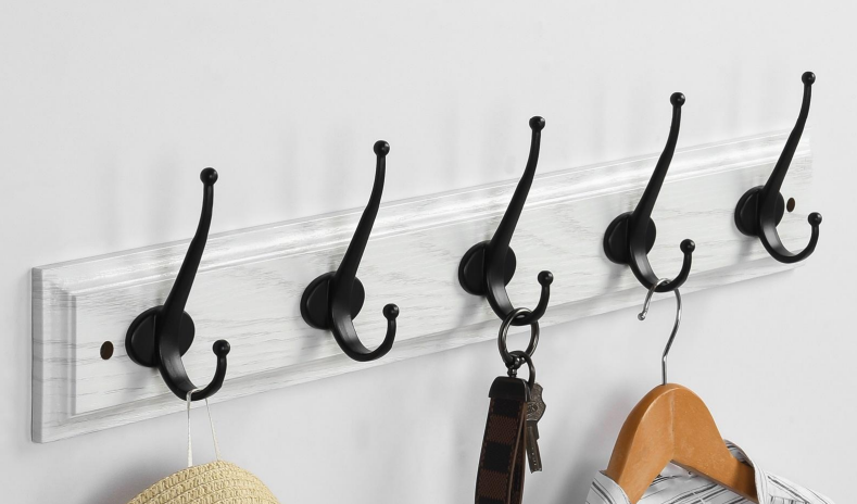 White black PVC Wall Coat Rack Clothes Hangers Simple Home Decorative Bedroom key wall hanger wood