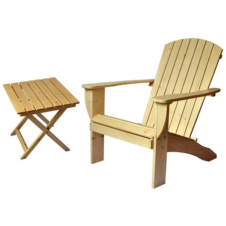 Outdoor Balcony Wooden Adirondack Chairs with Matching Folding Wooden Coffee Tables