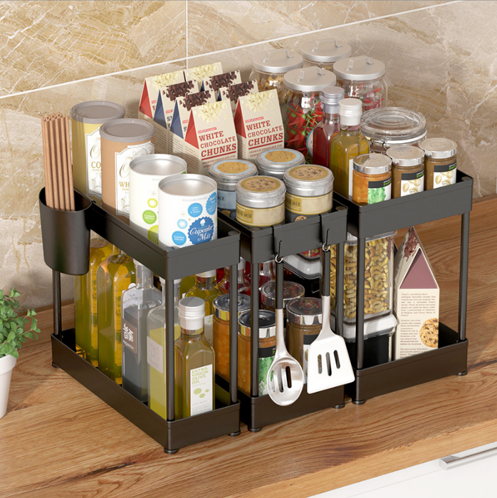 OEM&ODM best hot seller cabinet pull out Sink Shelf Cabinet metal kitchen rack under sink organizer