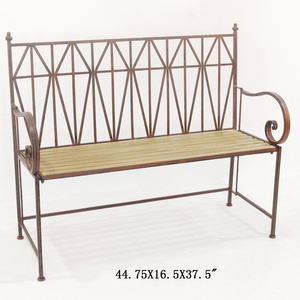 Metal Wrought Iron Modern New Design Foldable French Style Outdoor Patio Garden Bench