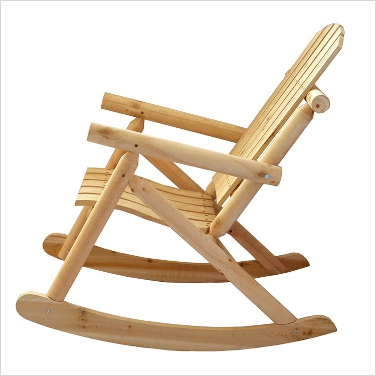 Natural Wooden Rocker Adirondack Lounger Wood Rocking Chairs for Outdoor, Patio