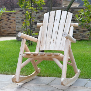 Natural Wooden Rocker Adirondack Lounger Wood Rocking Chairs for Outdoor, Patio