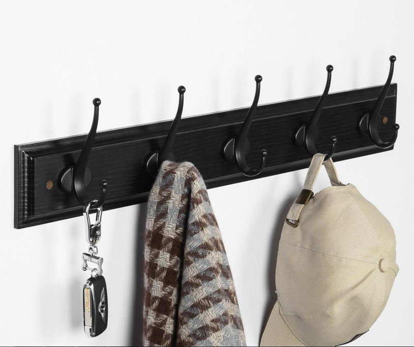 White black PVC Wall Coat Rack Clothes Hangers Simple Home Decorative Bedroom key wall hanger wood