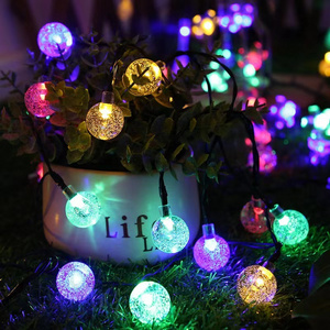 Outdoor Solar power Lights Strings LED IP65 Waterproof Fairy Bubble Crystal Ball Light Decorative Globe string Lights